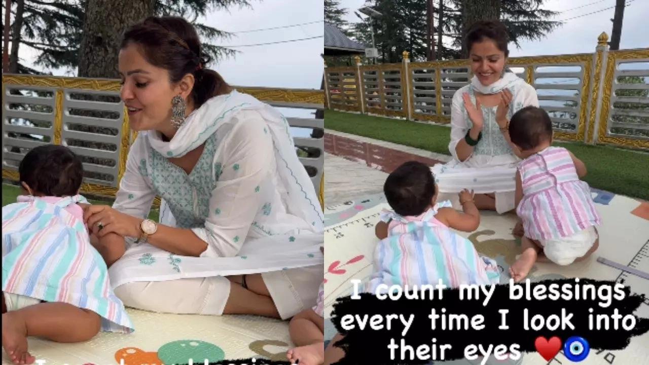 Rubina Dilaik's heart touching video, when her twin daughters turned 8 months old, she showed them having fun